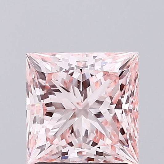 Lab-Grown Princess Diamond - 1.73 Carats, Fancy Intense Pink Color, VS1 Clarity - Certified by IGI - Report Number: LG673423604