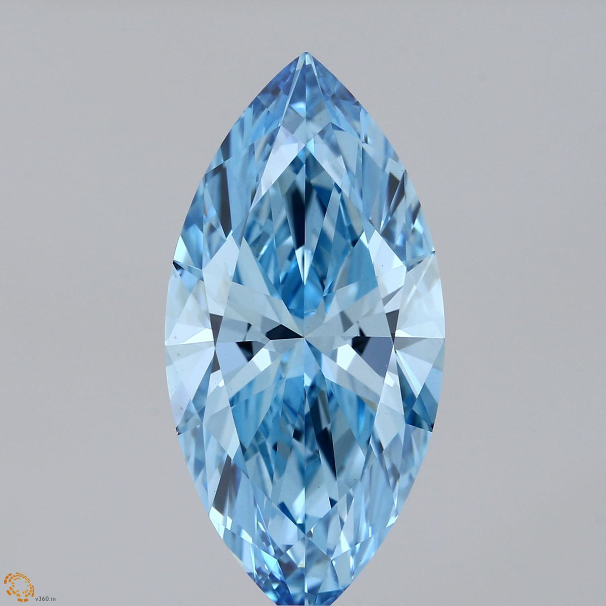 Lab-Grown Marquise Diamond - 8.05 Carats, Fancy Vivid Blue Color, VS1 Clarity - Certified by IGI - Report Number: 629480785