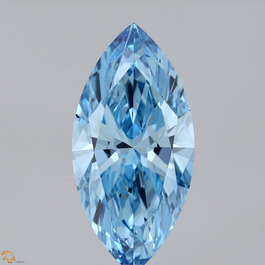 Lab-Grown Marquise Diamond - 8.05 Carats, Fancy Vivid Blue Color, VS1 Clarity - Certified by IGI - Report Number: 629480785