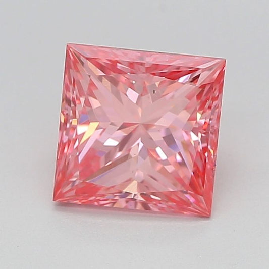 Lab-Grown Princess Diamond - 1.1 Carats, Fancy Vivid Pink Color, VS2 Clarity - Certified by IGI - Report Number: 628496666