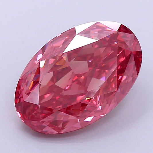Lab-Grown Oval Diamond - 4.58 Carats, Fancy Vivid Pink Color, VS1 Clarity - Certified by IGI - Report Number: LG660483143