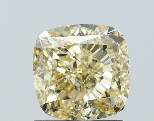 Lab-Grown Cushion Diamond - 1.5 Carats, Fancy Yellow Color, VS1 Clarity - Certified by IGI - Report Number: LG624426948