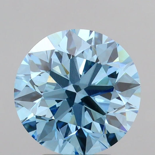 Lab-Grown Round Diamond - 4.02 Carats, Fancy Vivid Blue Color, VS1 Clarity - Certified by IGI - Report Number: LG616419589