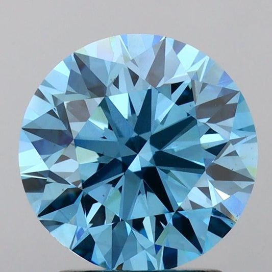 Lab-Grown Round Diamond - 3.0 Carats, Fancy Vivid Blue Color, VS1 Clarity - Certified by IGI - Report Number: LG660418949