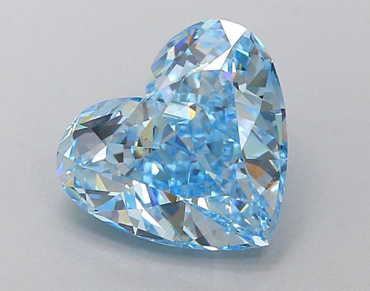 Lab-Grown Heart Diamond - 3.54 Carats, Fancy Intense Blue Color, VVS2 Clarity - Certified by IGI - Report Number: LG650485509