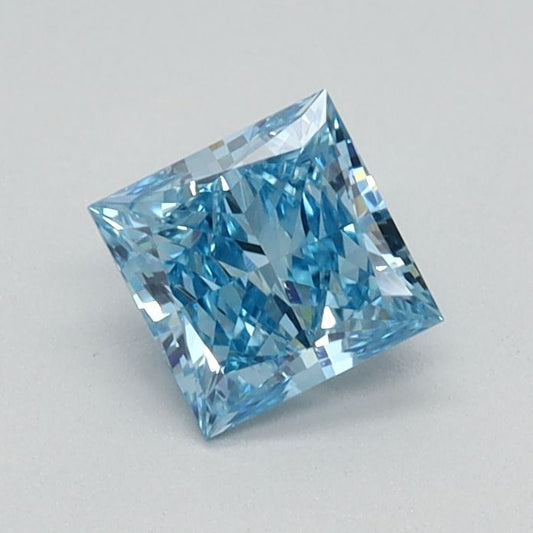 Lab-Grown Princess Diamond - 0.48 Carats, Fancy Vivid Blue Color, VS1 Clarity - Certified by IGI - Report Number: LG584356905