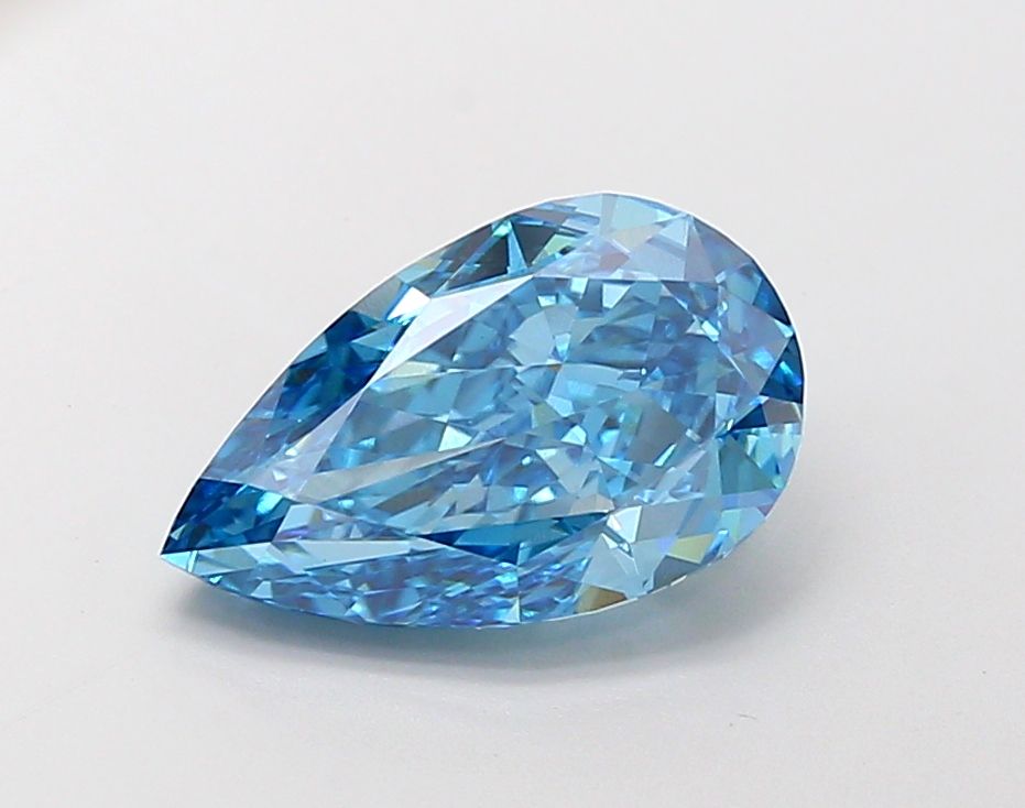 Lab-Grown Pear Diamond - 3.51 Carats, Fancy Vivid Blue Color, VS1 Clarity - Certified by IGI - Report Number: LG683594382
