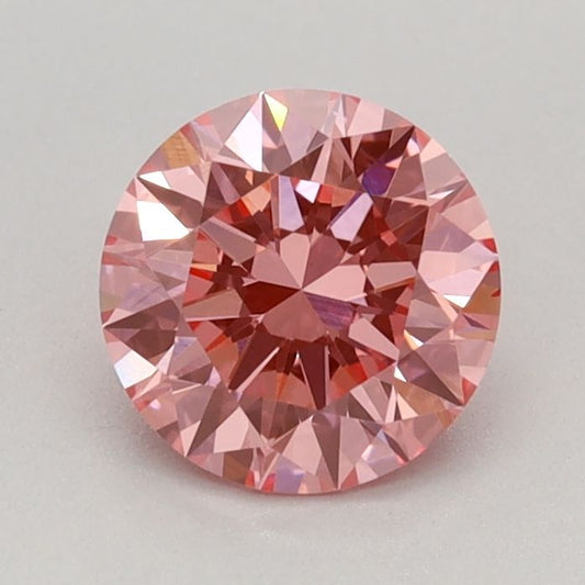 Lab-Grown Round Diamond - 0.71 Carats, Fancy Vivid Pink Color, VS1 Clarity - Certified by IGI - Report Number: LG670423603