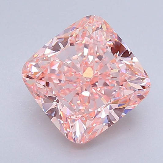 Lab-Grown Cushion Diamond - 4.06 Carats, Fancy Vivid Pink Color, VVS2 Clarity - Certified by IGI - Report Number: LG640491189