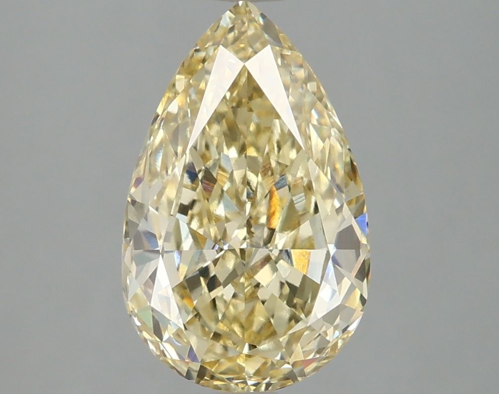 Lab-Grown Pear Diamond - 3.07 Carats, Fancy Intense Yellow Color, VVS2 Clarity - Certified by IGI - Report Number: LG662416054