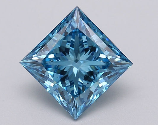 Lab-Grown Princess Diamond - 2.05 Carats, Fancy Vivid Blue Color, VS1 Clarity - Certified by IGI - Report Number: LG613349410