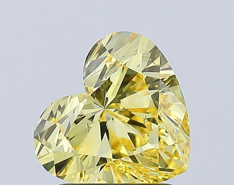 Lab-Grown Heart Diamond - 1.59 Carats, Fancy Vivid Yellow Color, VS2 Clarity - Certified by IGI - Report Number: LG627448434