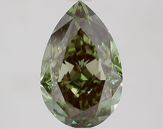 Lab-Grown Pear Diamond - 3.02 Carats, Fancy Vivid Green Color, VS1 Clarity - Certified by IGI - Report Number: LG668464744
