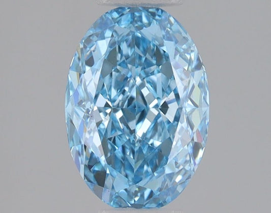 Lab-Grown Oval Diamond - 1.48 Carats, Fancy Vivid Blue Color, VS2 Clarity - Certified by IGI - Report Number: LG680531170