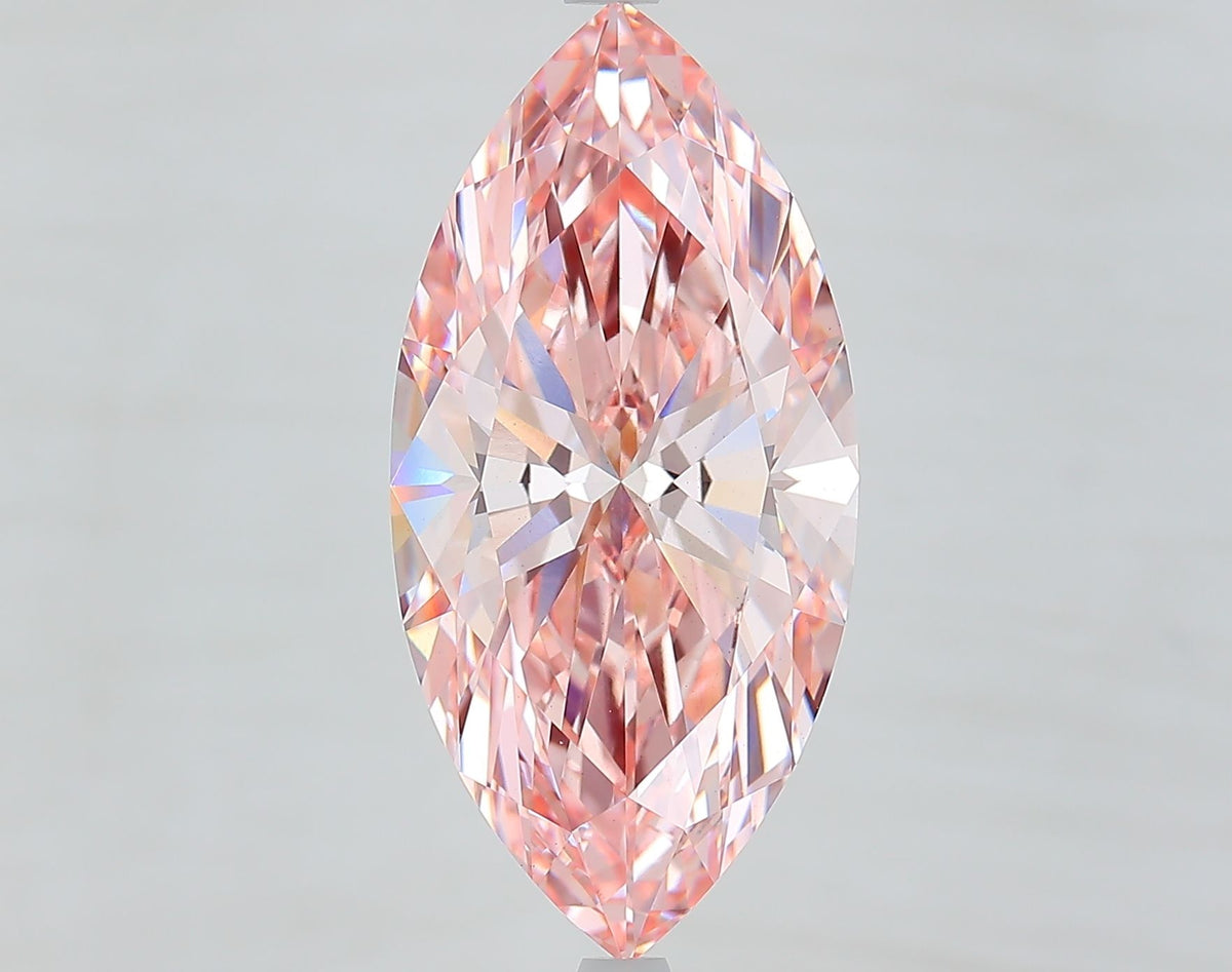 Lab-Grown Marquise Diamond - 7.03 Carats, Fancy Intense Pink Color, VS1 Clarity - Certified by IGI - Report Number: LG623465870