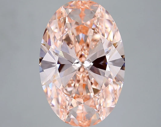 Lab-Grown Oval Diamond - 5.54 Carats, Fancy Vivid Pink Color, VS1 Clarity - Certified by IGI - Report Number: LG668431754