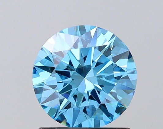 Lab-Grown Round Diamond - 1.09 Carats, Fancy Vivid Blue Color, VS1 Clarity - Certified by IGI - Report Number: LG686502809