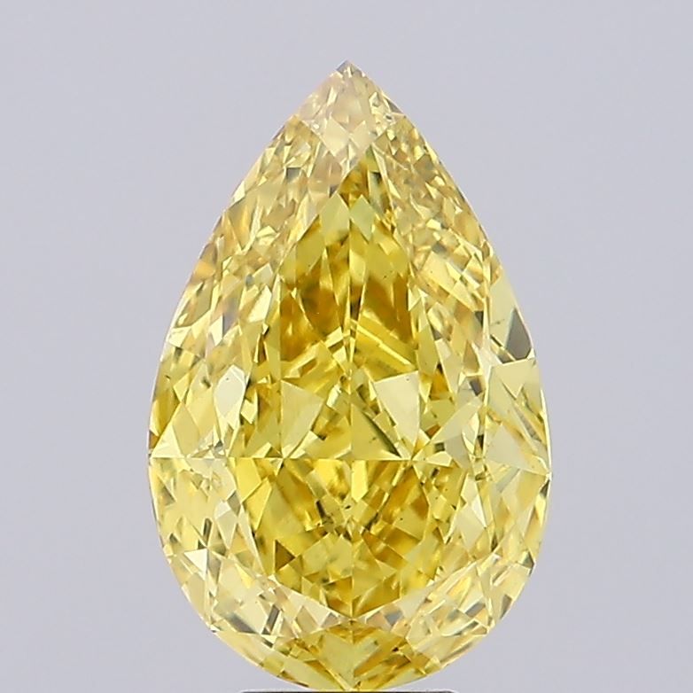 Lab-Grown Pear Diamond - 6.4 Carats, Fancy Vivid Yellow Color, VS1 Clarity - Certified by IGI - Report Number: LG680553716