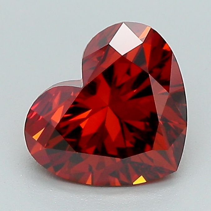 Lab-Grown Heart Diamond - 1.52 Carats, Fancy Deep Orange Color, VVS2 Clarity - Certified by IGI - Report Number: LG639414784
