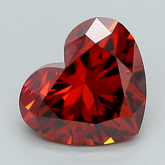 Lab-Grown Heart Diamond - 1.52 Carats, Fancy Deep Orange Color, VVS2 Clarity - Certified by IGI - Report Number: LG639414784