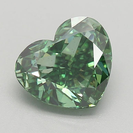 Lab-Grown Heart Diamond - 1.0 Carats, Fancy Vivid Green Color, VS2 Clarity - Certified by IGI - Report Number: LG639455180