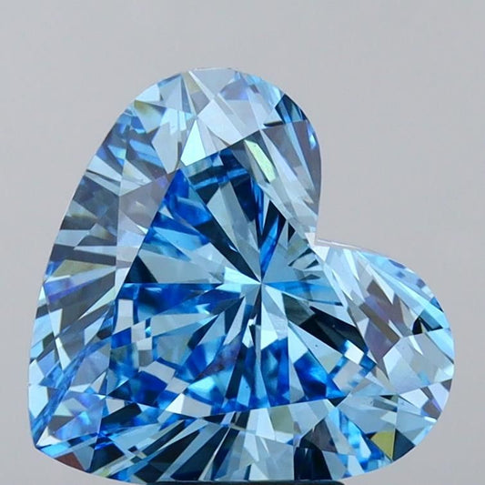 Lab-Grown Heart Diamond - 5.71 Carats, Fancy Vivid Blue Color, VS1 Clarity - Certified by IGI - Report Number: LG666438280