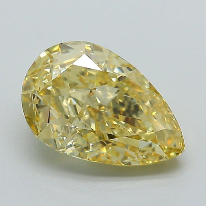 Lab-Grown Pear Diamond - 2.56 Carats, Fancy Vivid Yellow Color, VVS2 Clarity - Certified by IGI - Report Number: LG671494878