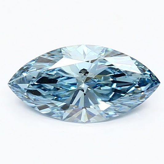 Lab-Grown Marquise Diamond - 1.23 Carats, Fancy Vivid Blue Color, VVS2 Clarity - Certified by IGI - Report Number: LG635465487