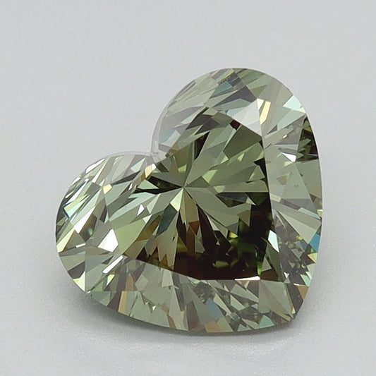 Lab-Grown Heart Diamond - 1.47 Carats, Fancy Green Color, VS1 Clarity - Certified by IGI - Report Number: LG626490565