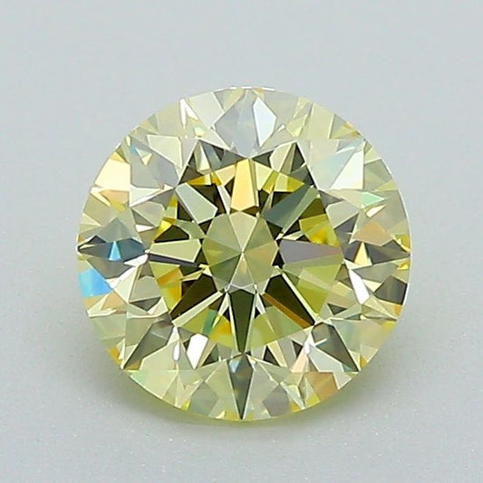 Lab-Grown Round Diamond - 1.04 Carats, Fancy Intense Yellow Color, VVS2 Clarity - Certified by IGI - Report Number: LG680521434