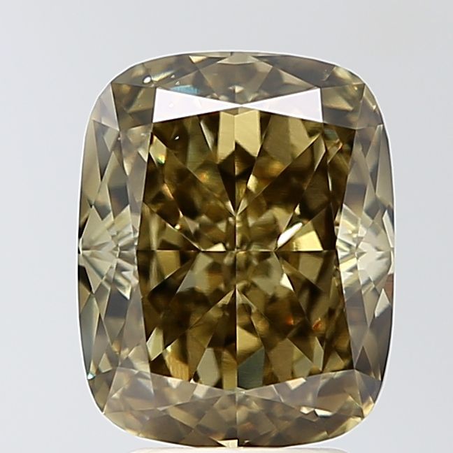 Lab-Grown Cushion Diamond - 4.1 Carats, Fancy Gray Yellow Color, VS1 Clarity - Certified by IGI - Report Number: LG678501408
