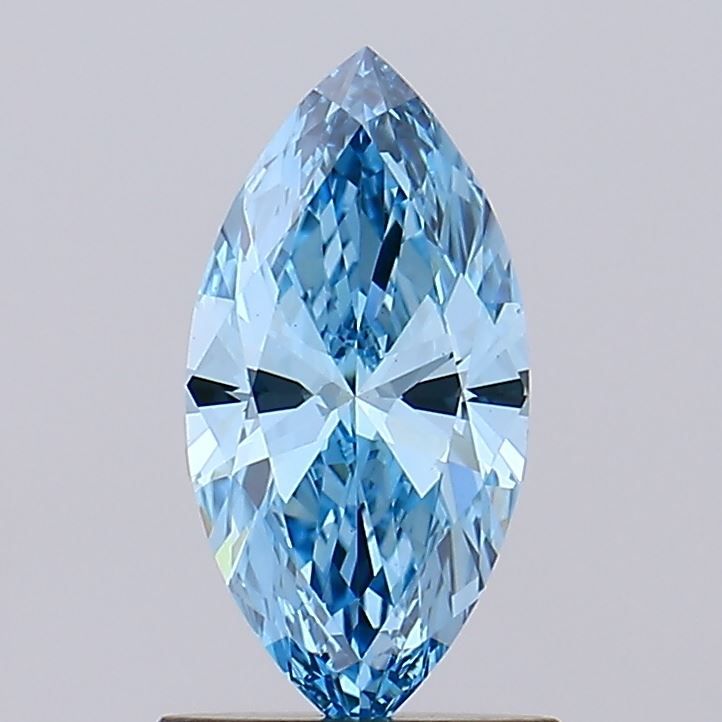 Lab-Grown Marquise Diamond - 0.83 Carats, Fancy Vivid Blue Color, VS1 Clarity - Certified by IGI - Report Number: LG593370194