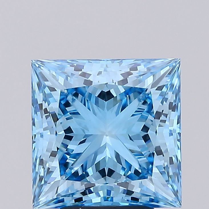 Lab-Grown Princess Diamond - 4.09 Carats, Fancy Vivid Blue Color, VVS2 Clarity - Certified by IGI - Report Number: LG660408407