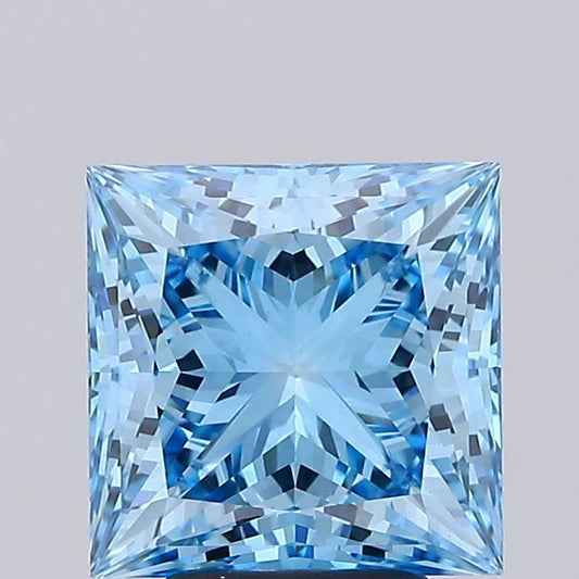 Lab-Grown Princess Diamond - 4.09 Carats, Fancy Vivid Blue Color, VVS2 Clarity - Certified by IGI - Report Number: LG660408407
