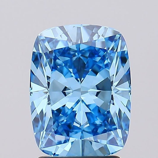 Lab-Grown Cushion Diamond - 2.53 Carats, Fancy Vivid Blue Color, VVS2 Clarity - Certified by IGI - Report Number: LG606335480
