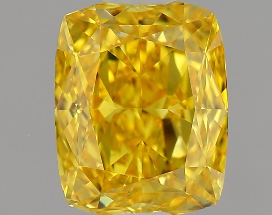 Lab-Grown Cushion Diamond - 0.74 Carats, Fancy Vivid Yellow Color, VVS2 Clarity - Certified by IGI - Report Number: LG637443722
