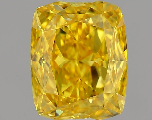 Lab-Grown Cushion Diamond - 0.74 Carats, Fancy Vivid Yellow Color, VVS2 Clarity - Certified by IGI - Report Number: LG637443722