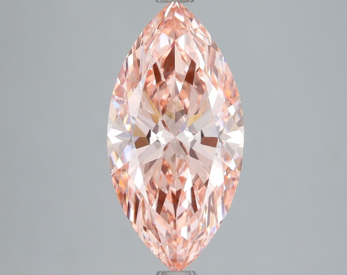 Lab-Grown Marquise Diamond - 3.02 Carats, Fancy Vivid Pink Color, VS2 Clarity - Certified by IGI - Report Number: LG683577248