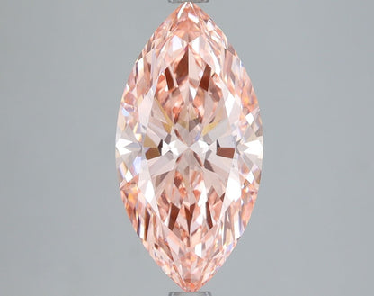 Lab-Grown Marquise Diamond - 3.02 Carats, Fancy Vivid Pink Color, VS2 Clarity - Certified by IGI - Report Number: LG683577248