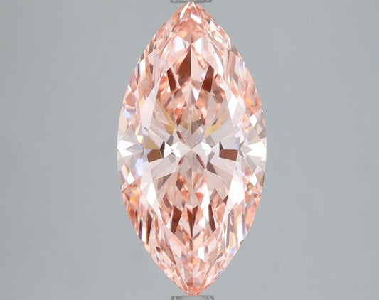 Lab-Grown Marquise Diamond - 3.02 Carats, Fancy Vivid Pink Color, VS2 Clarity - Certified by IGI - Report Number: LG683577248