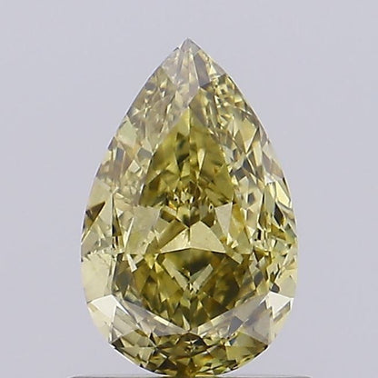 Lab-Grown Pear Diamond - 0.95 Carats, Fancy Gray Yellow Color, VS1 Clarity - Certified by IGI - Report Number: LG636476028