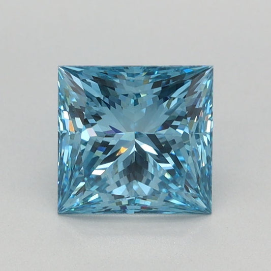 Lab-Grown Princess Diamond - 1.1 Carats, Fancy Vivid Blue Color, VVS2 Clarity - Certified by IGI - Report Number: LG667448713