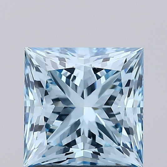 Lab-Grown Princess Diamond - 1.9 Carats, Fancy Vivid Blue Color, VS1 Clarity - Certified by IGI - Report Number: LG620417856