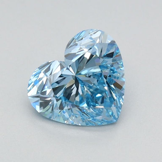 Lab-Grown Heart Diamond - 0.76 Carats, Fancy Vivid Blue Color, VS1 Clarity - Certified by IGI - Report Number: LG626424673