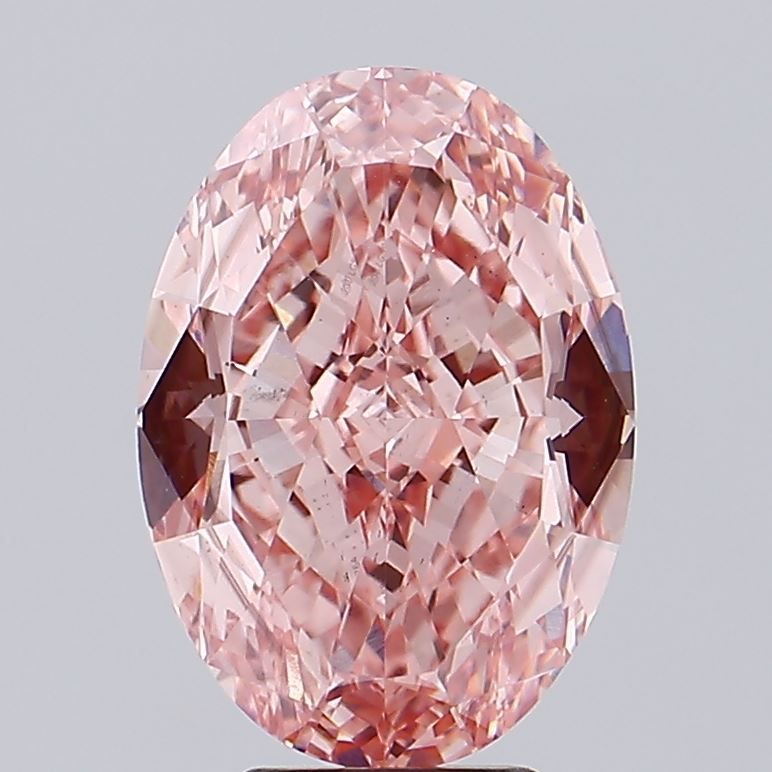 Lab-Grown Oval Diamond - 6.12 Carats, Fancy Vivid Pink Color, VS2 Clarity - Certified by IGI - Report Number: LG593368764