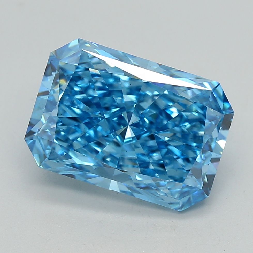 Lab-Grown Radiant Diamond - 5.11 Carats, Fancy Vivid Blue Color, VS2 Clarity - Certified by IGI - Report Number: LG678505939
