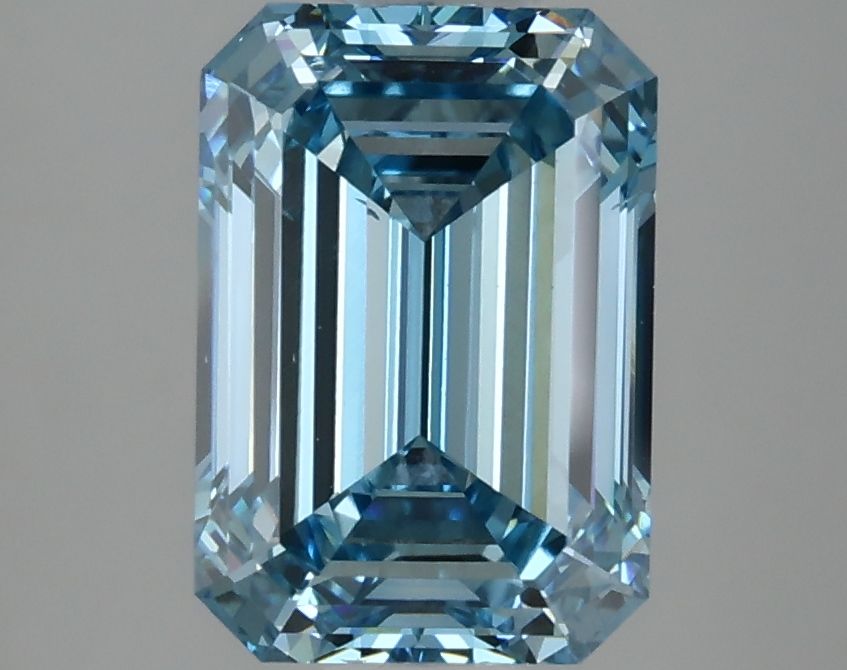 Lab-Grown Emerald Diamond - 3.03 Carats, Fancy Vivid Blue Color, VS2 Clarity - Certified by IGI - Report Number: LG632446702