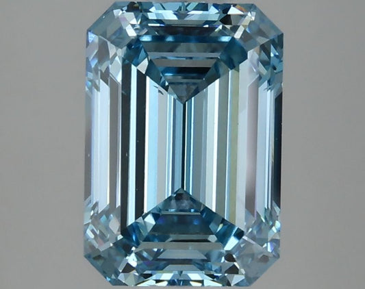 Lab-Grown Emerald Diamond - 3.03 Carats, Fancy Vivid Blue Color, VS2 Clarity - Certified by IGI - Report Number: LG632446702