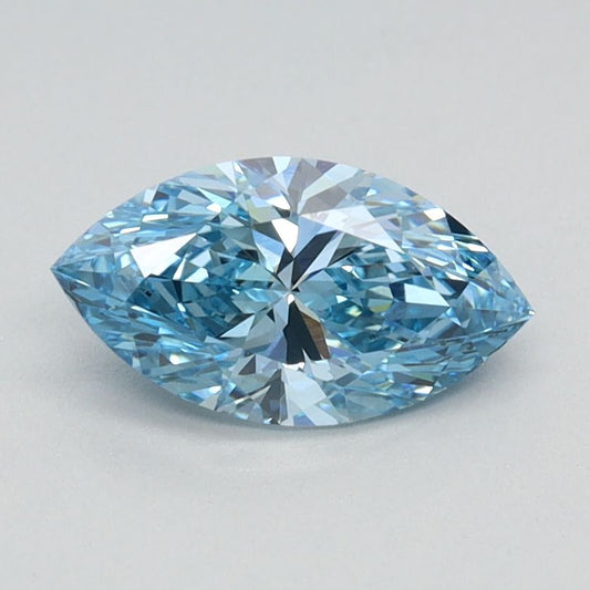 Lab-Grown Marquise Diamond - 0.74 Carats, Fancy Vivid Blue Color, VVS2 Clarity - Certified by IGI - Report Number: LG626424596