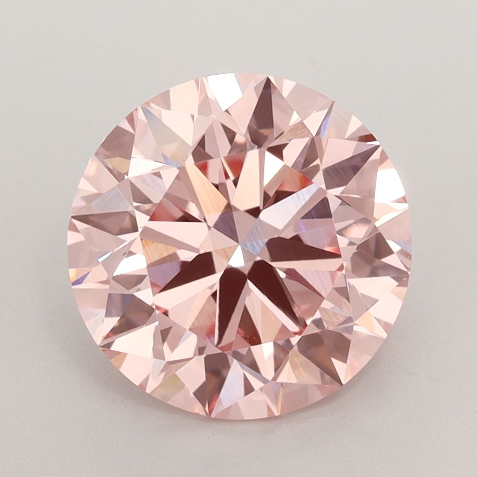 Lab-Grown Round Diamond - 3.01 Carats, Fancy Intense Pink Color, VVS2 Clarity - Certified by IGI - Report Number: LG582357583